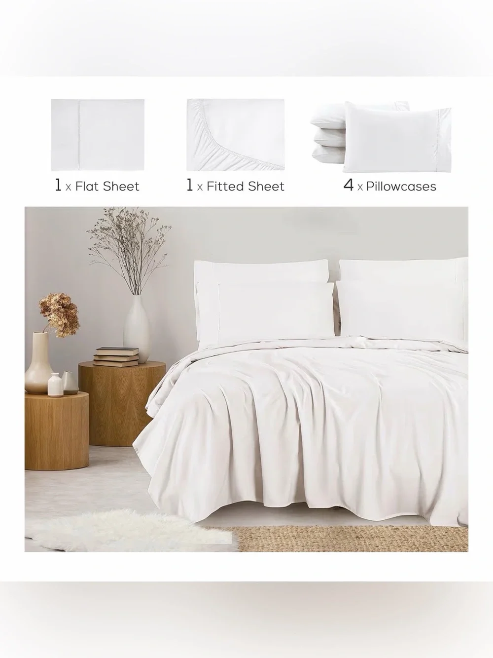 Mueller Home Premium Hotel Collection Queen Sheet Set - White